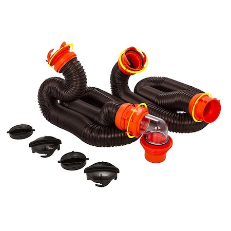 Camco RhinoFLEX 20 and #39 Sewer Hose Kit w/4 In 1 Elbow Caps 39741